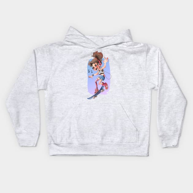 LITTLE SKATER GIRL B Kids Hoodie by MeikeARTS